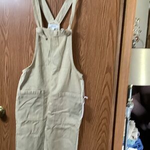Casual Tan Women's Jumpsuit with Adjustable Straps